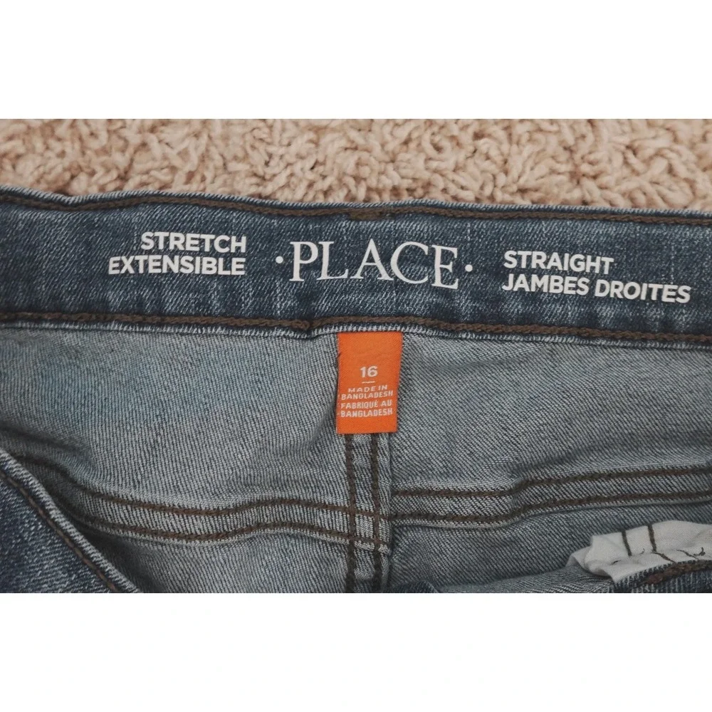 Children's Place Girls Jeans‎ 16 Blue Straight Leg Stretch Adjustable Waist